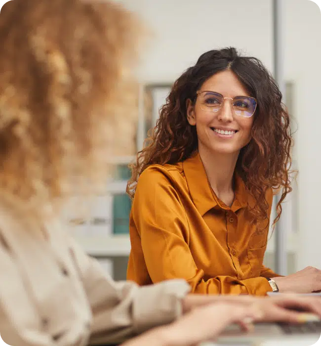 business women talking