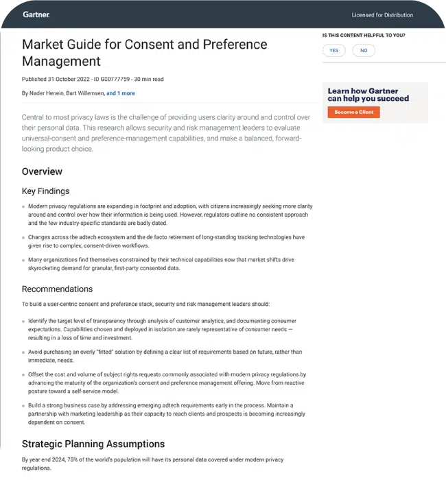 Gartner Consent and Preference Management Guide 2022