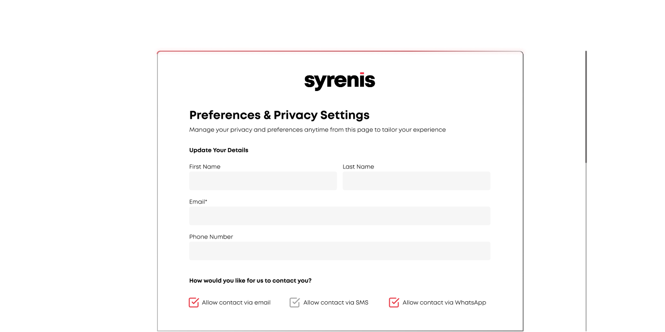 Preference Center – Syrenis